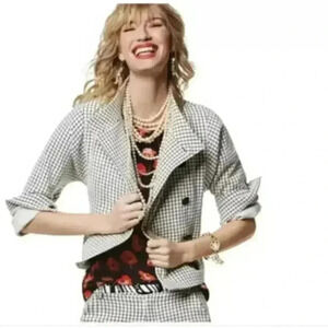 Cabi Windowpane Cropped Jacket -‎ Black and White Size Medium